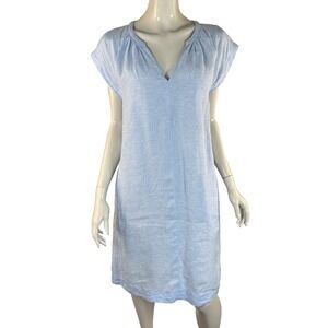 White Label Shift Linen Dress Women 6 EUC Pockets‎ Short Sleeve V-neck Washable